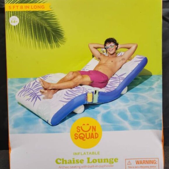 Chaise Lounge Printed SMS Water Floats and Inflatables - Blue/White - NIB - Picture 5 of 5